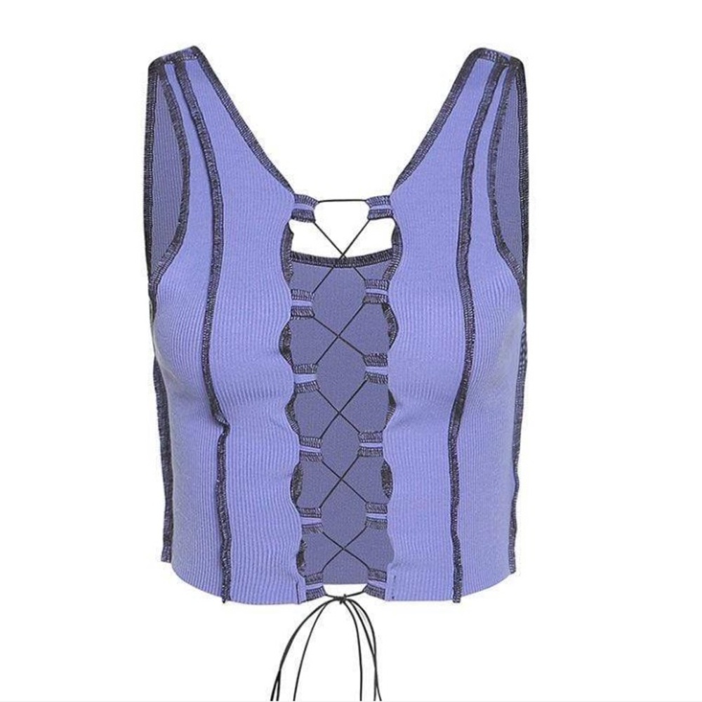 Purple lace up crop top